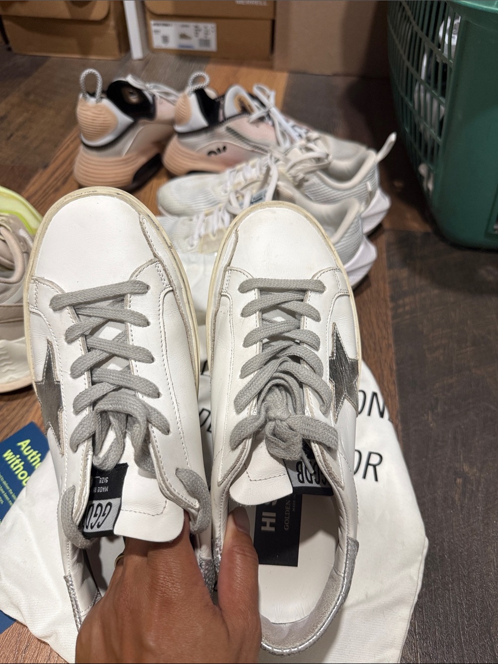 Golden Goose-Style White Sneakers with Silver Star